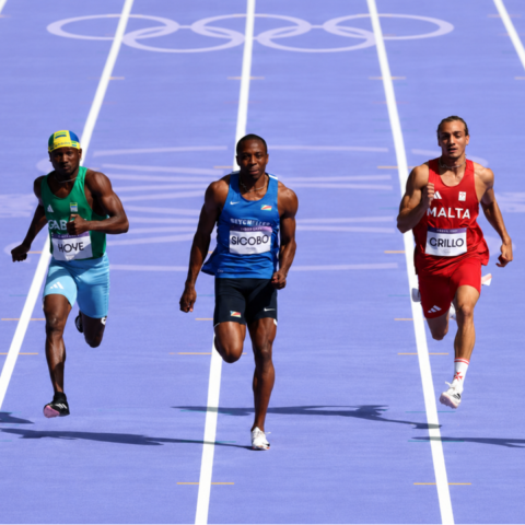 Dylon Sicobo running 100m. at the 2024 paris Olympic Games