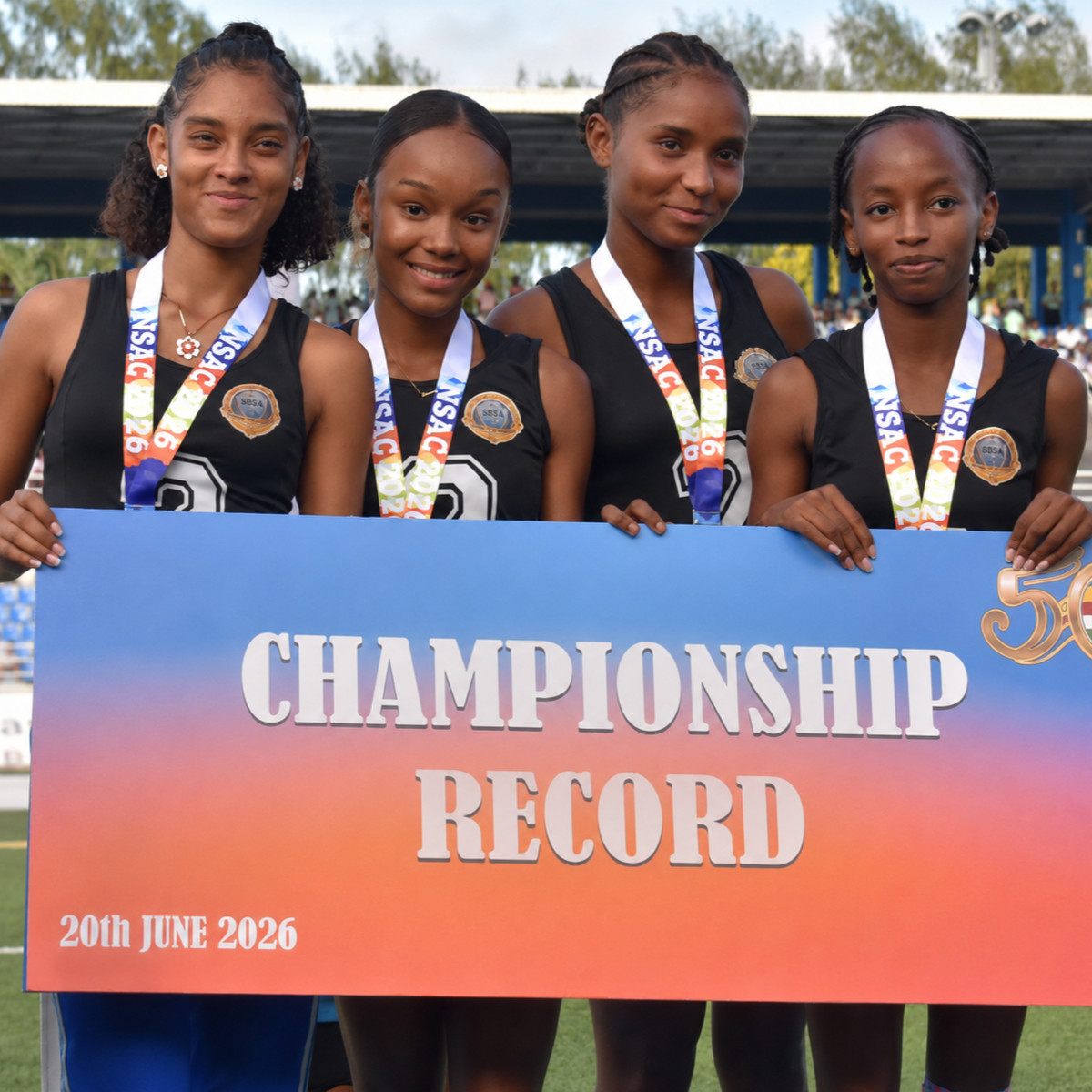 Seychelles School Athletics Championships - 4x100 m WU20 50.50 sec.